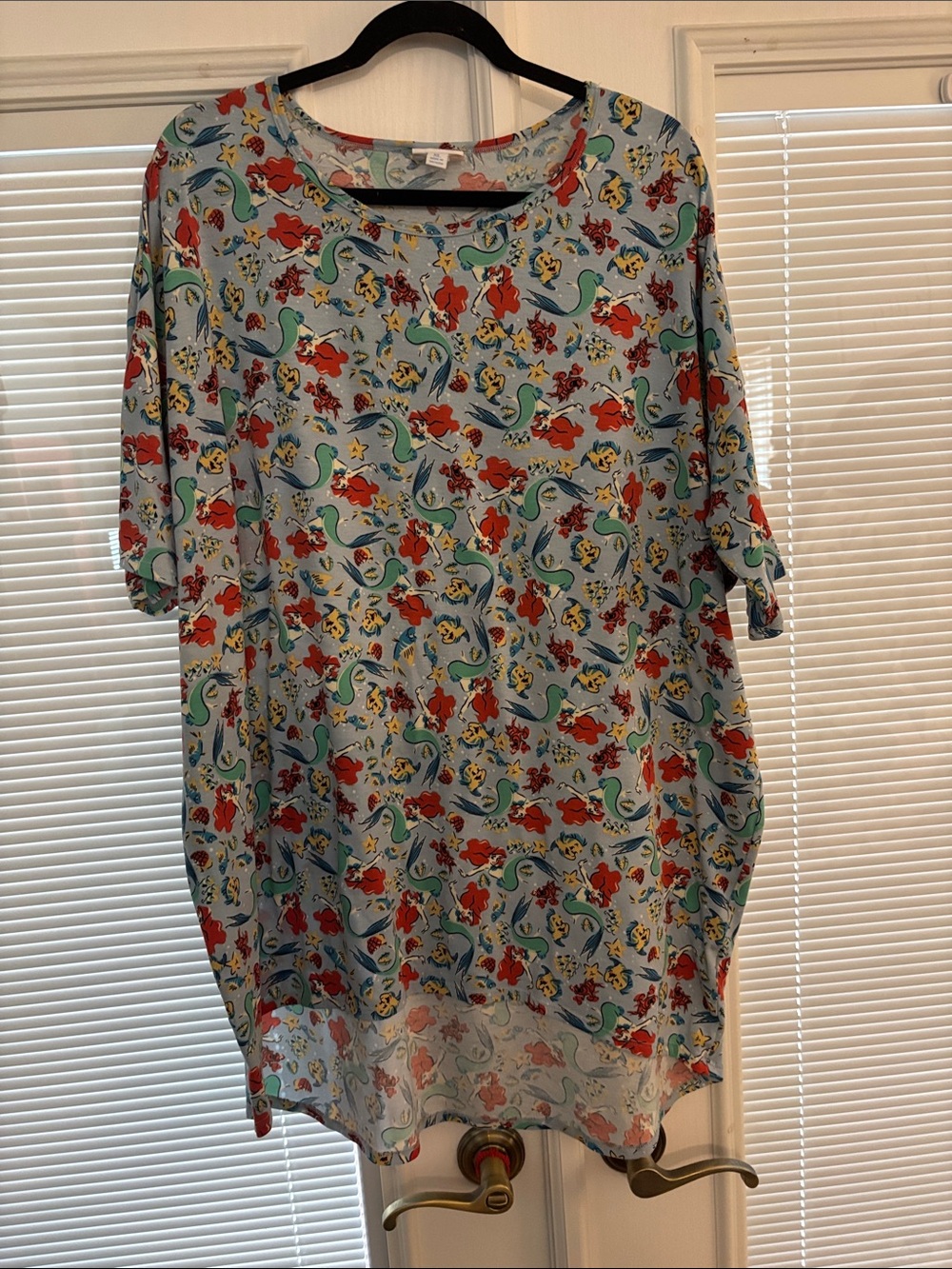 LuLaRoe Light Blue Floral & Mermaid Print Tunic LITTLE MERMAID